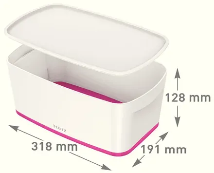 LEITZ Úložný box s víkem MyBox, velikost S, bílá/růžová