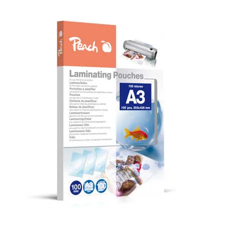 PEACH laminovací folie A3 (303x426mm), 100mic, lesklé, 100 ks