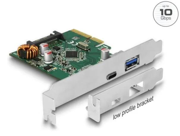 Delock PCI Express x4 Karta na 1 x externí USB Type-C samice + 1 x externí USB T