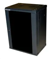 XtendLan 19" nástěnný rozvaděč 12U 600x450, nosnost 60 kg, skleněné kouřové dveře, rozložený, černý