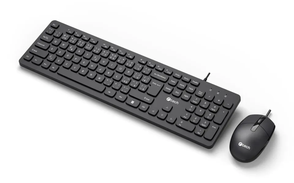 C-TECH KBM-105, drátový combo set klávesnice s myší, USB, CZ/SK