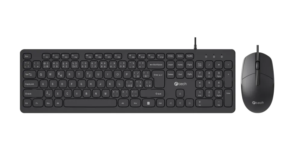 C-TECH KBM-105, drátový combo set klávesnice s myší, USB, CZ/SK