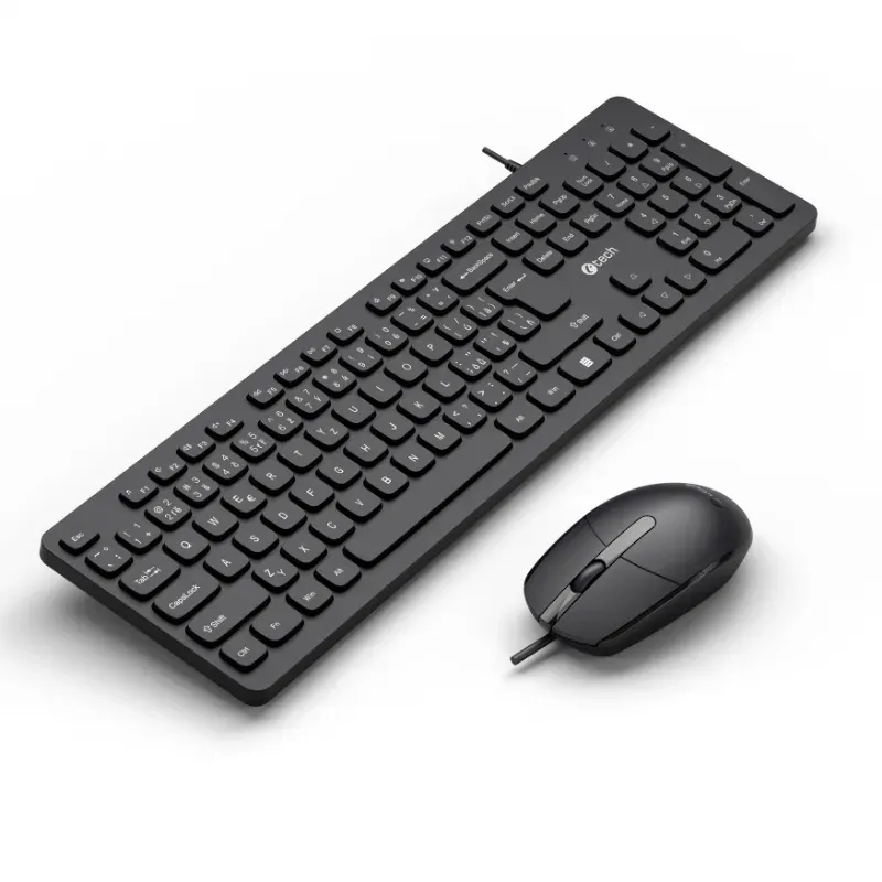 C-TECH KBM-105, drátový combo set klávesnice s myší, USB, CZ/SK