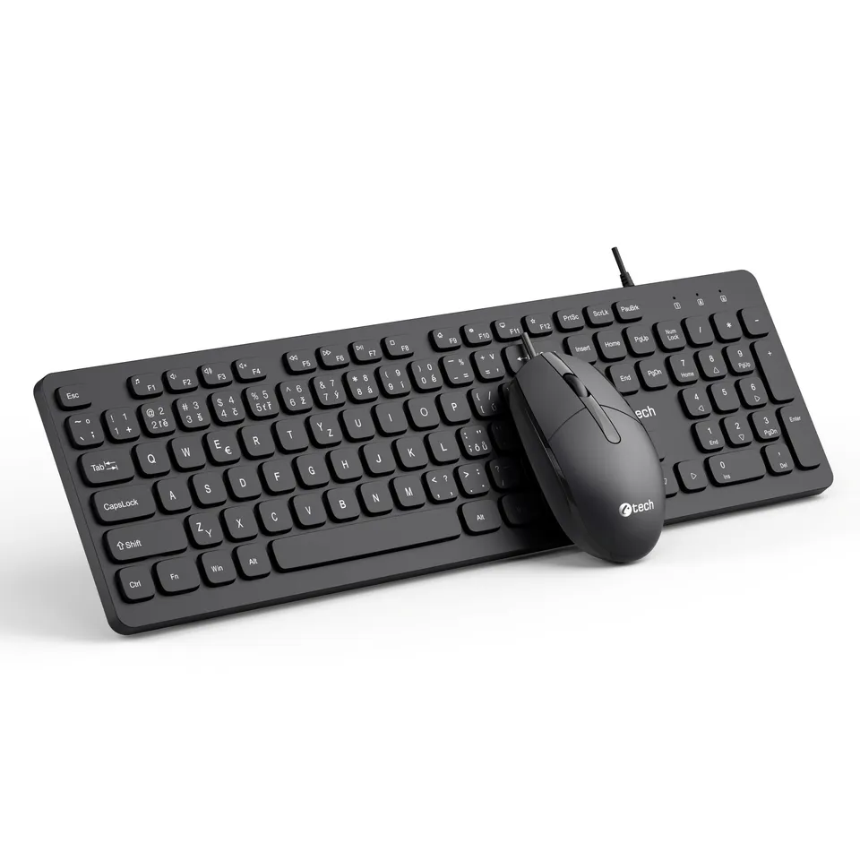 C-TECH KBM-105, drátový combo set klávesnice s myší, USB, CZ/SK