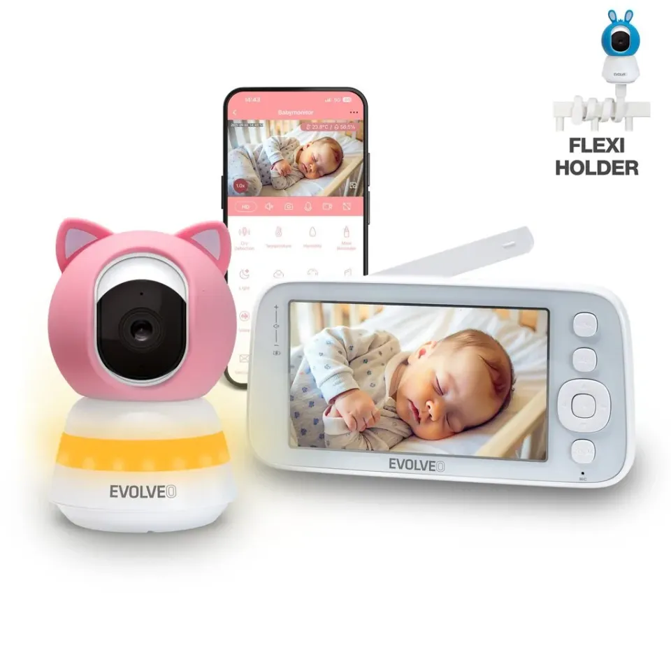 EVOLVEO Baby Monitor N5 - Set videochůvičky s 360° dohledem, obousměrnou komunik