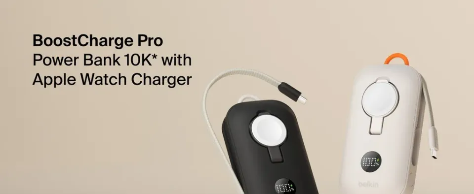 Belkin BOOST CHARGE PRO Bezdrátové nabíjení pro Apple Watch + USB-C PowerBanka,