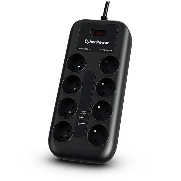 CyberPower přepěťová ochrana, 8 českých zásuvek, 2x USB