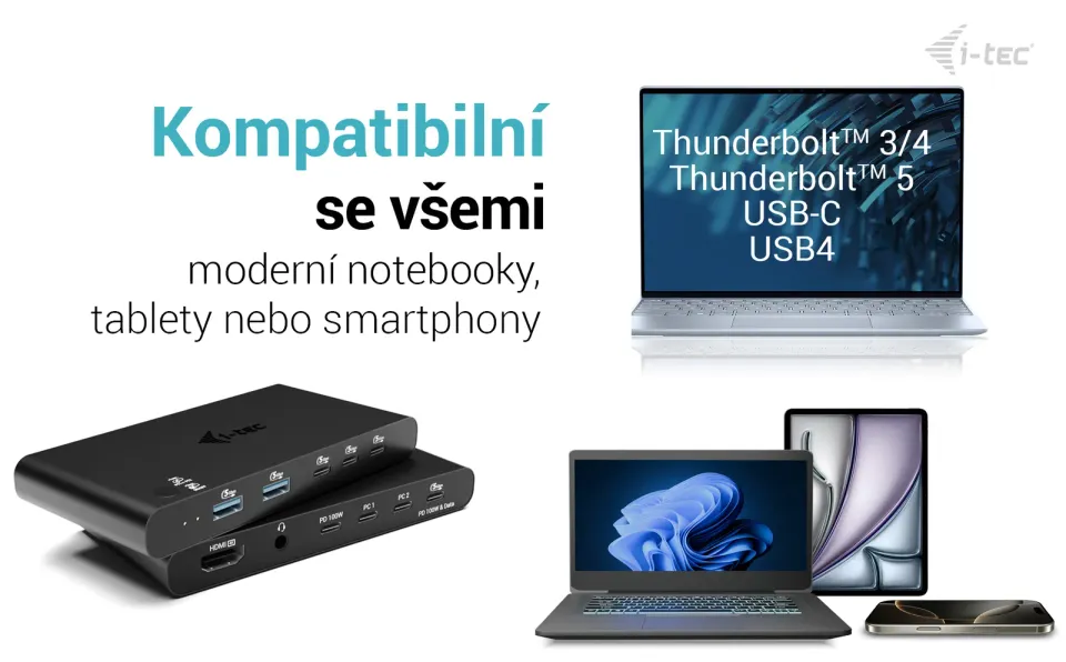 i-tec KVM Docking Station HDMI for 2 hosts, Power Delivery 2x 100W