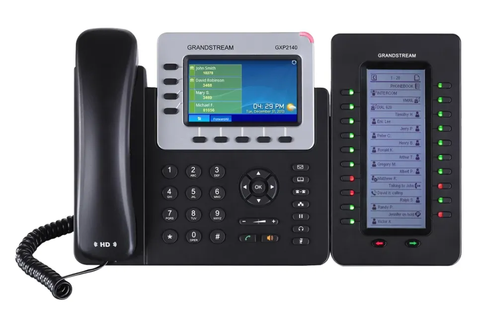 Grandstream GXP2140, 4,3" TFT bar. displej, 4 SIP účty, 4 prog. tl., BT, dual Gbit port, PoE