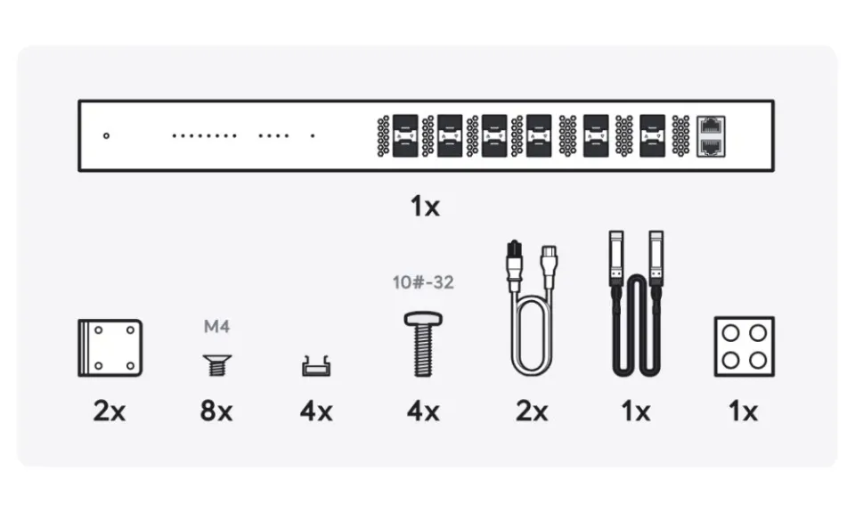 Ubiquiti UISP Fiber OLT XGS - 8x GPON port, 4x SFP28 port, 2x Hot-Swap, DAC kabel