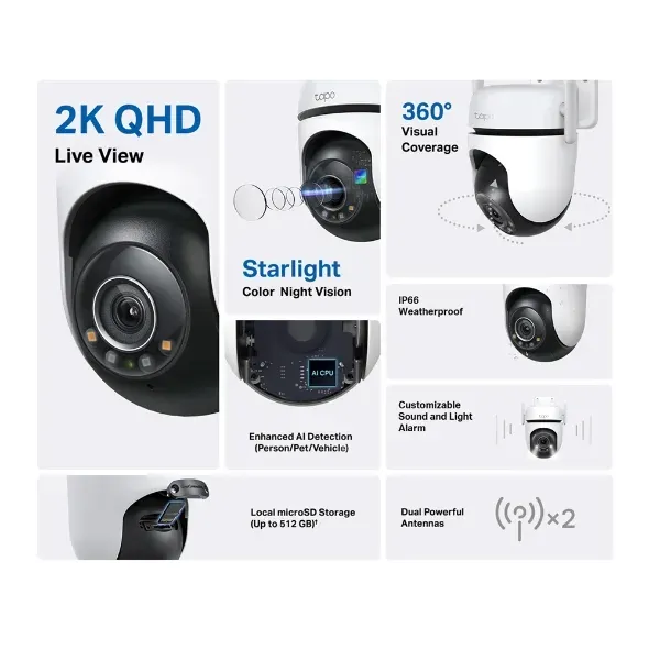 TP-Link Tapo C520WS - Venkovní WiFi kamera PTZ dome, 4MP ( (2560 × 1440), ONVIF,