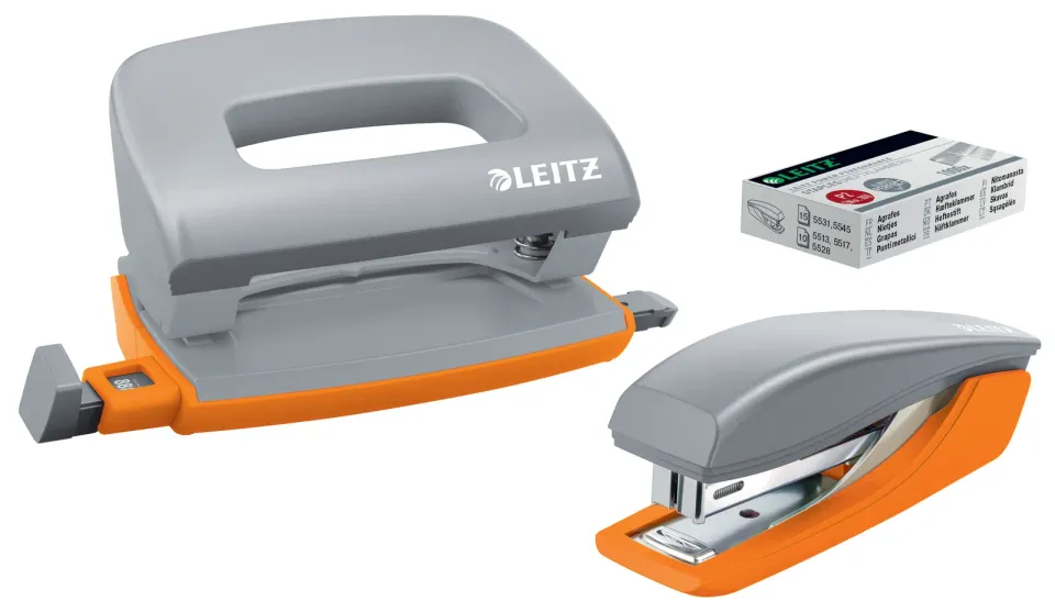 LEITZ Set mini sešívačky a děrovačky UrbanChic, tmavě šedá