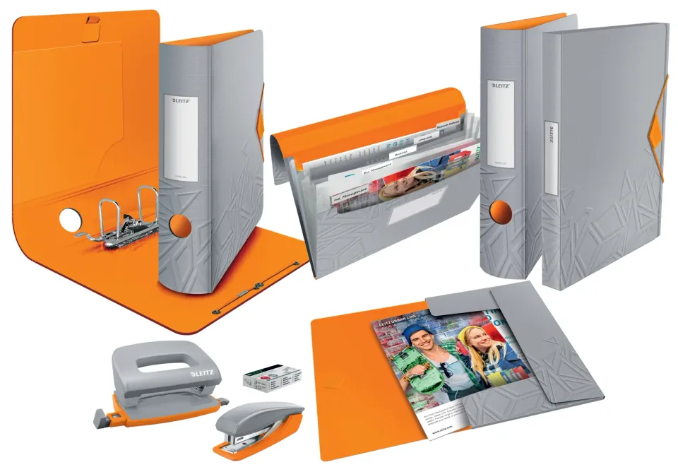 LEITZ Set mini sešívačky a děrovačky UrbanChic, tmavě šedá