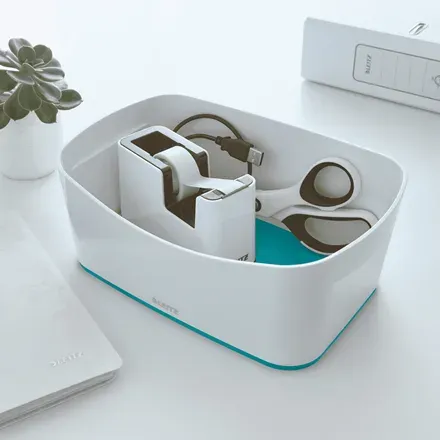 LEITZ Stolní box MyBox, bílá/ledově modrá
