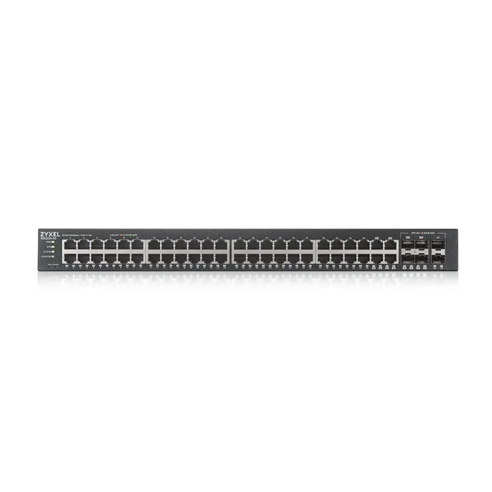 Zyxel GS2220-50 50-port L2 Managed Gigabit Switch, 44x gigabit RJ45, 4x gigabit RJ45/SFP, 2x gigabit SFP