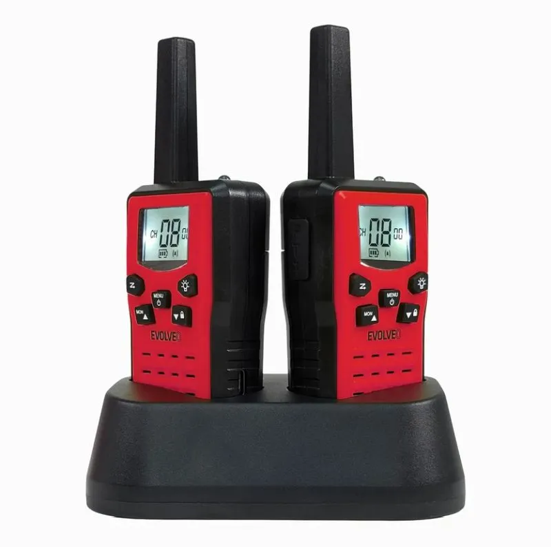 EVOLVEO FreeTalk 2W, PMR vysílačka s výkonem 0,5 a 2W, červenočerná