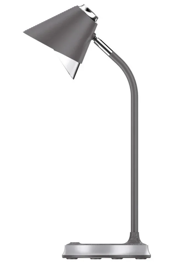 IMMAX LED stolní lampička FINCH/ Qi nabíjení/ 9W/ 12V/2A/ stmívatelná/ šedá + stříbrné prvky