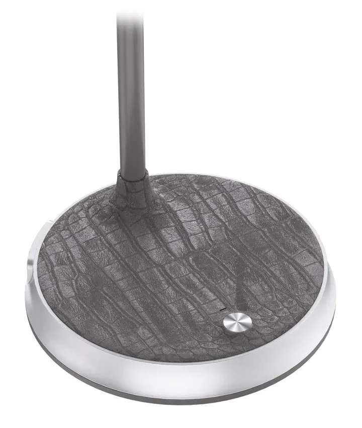 IMMAX LED stolní lampička FINCH/ Qi nabíjení/ 9W/ 12V/2A/ stmívatelná/ šedá + stříbrné prvky