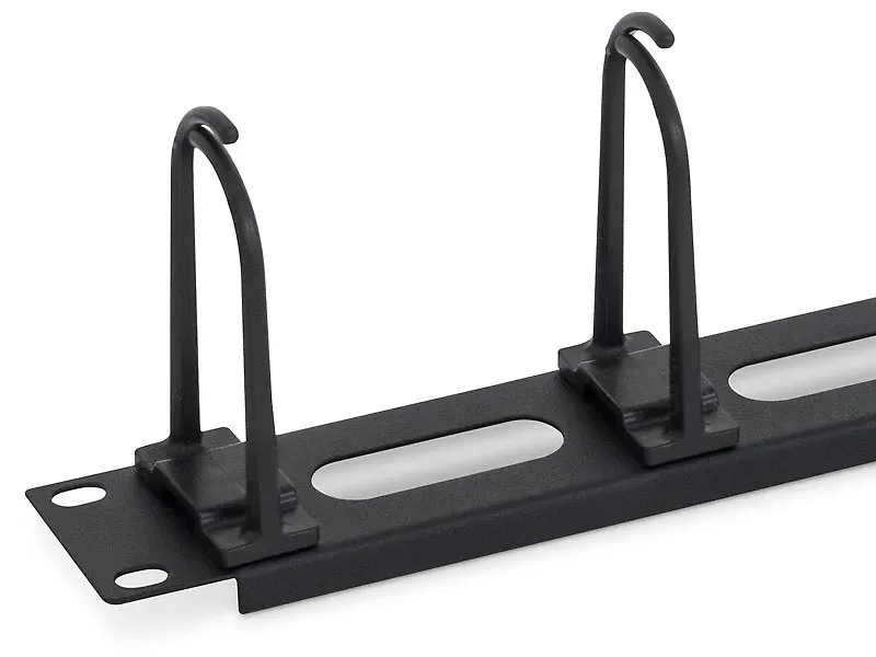 TRITON 19" vyvazovací panel průchozí 1U - 5x plastová úchytka velká, černá