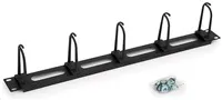 TRITON 19" vyvazovací panel průchozí 1U - 5x plastová úchytka velká, černá