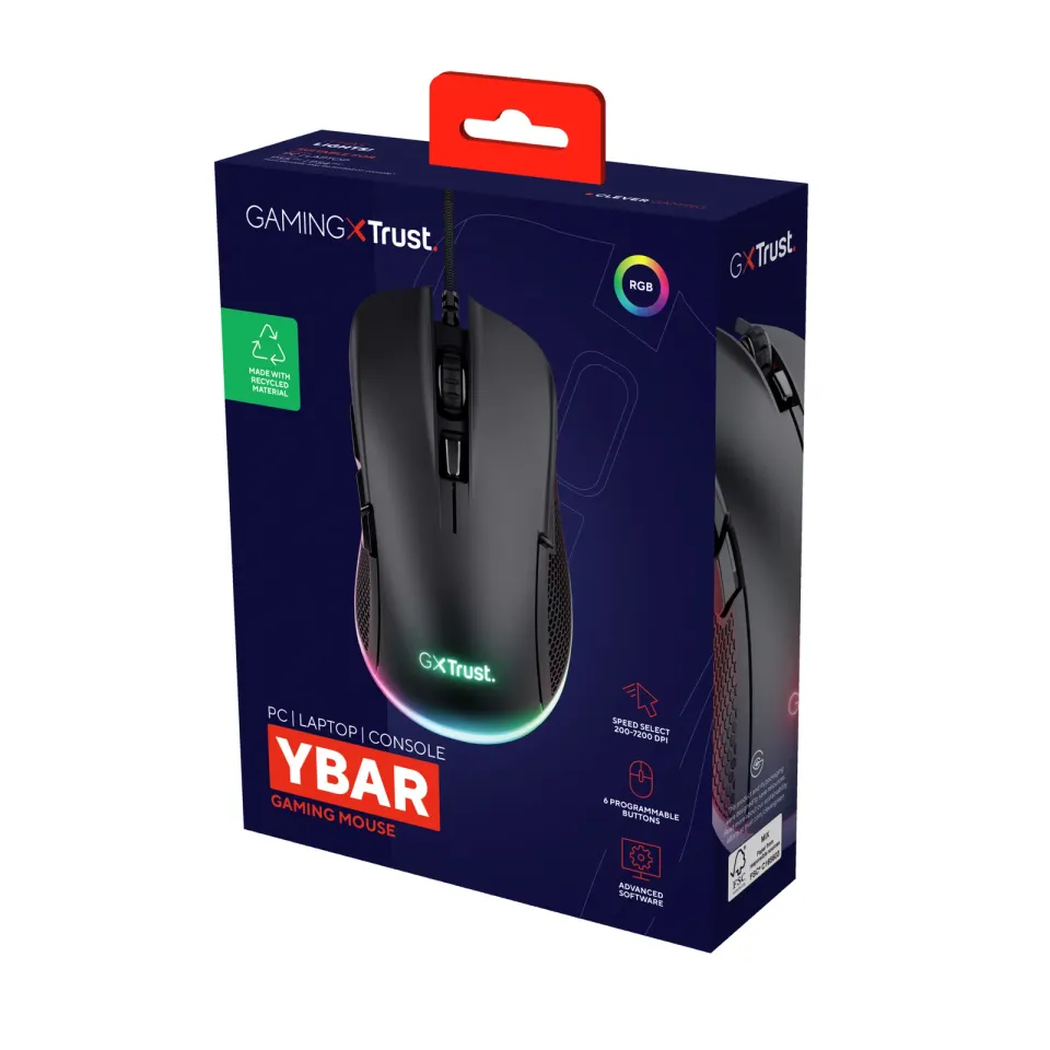 TRUST myš GXT 922 YBAR Gaming Mouse, optická, USB, černá
