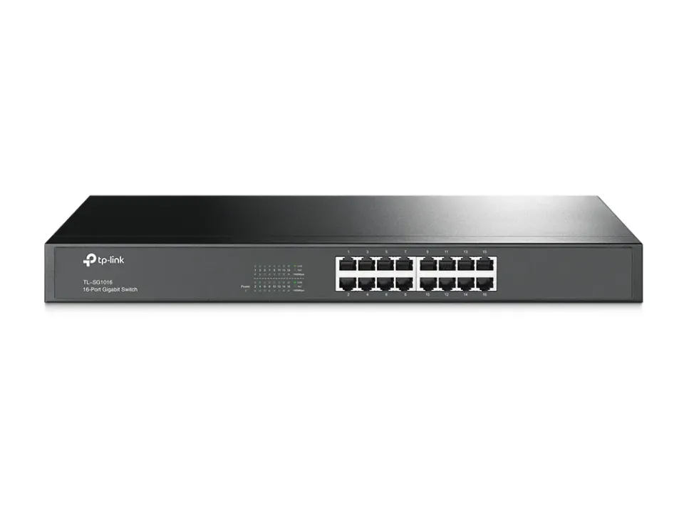 TP-LINK TL-SG1016 GBit switch, 16port 16x 10/100/1000Mbps, 16port , 19" rackmount steel case