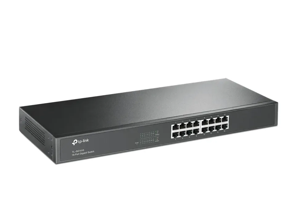 TP-LINK TL-SG1016 GBit switch, 16port 16x 10/100/1000Mbps, 16port , 19" rackmount steel case