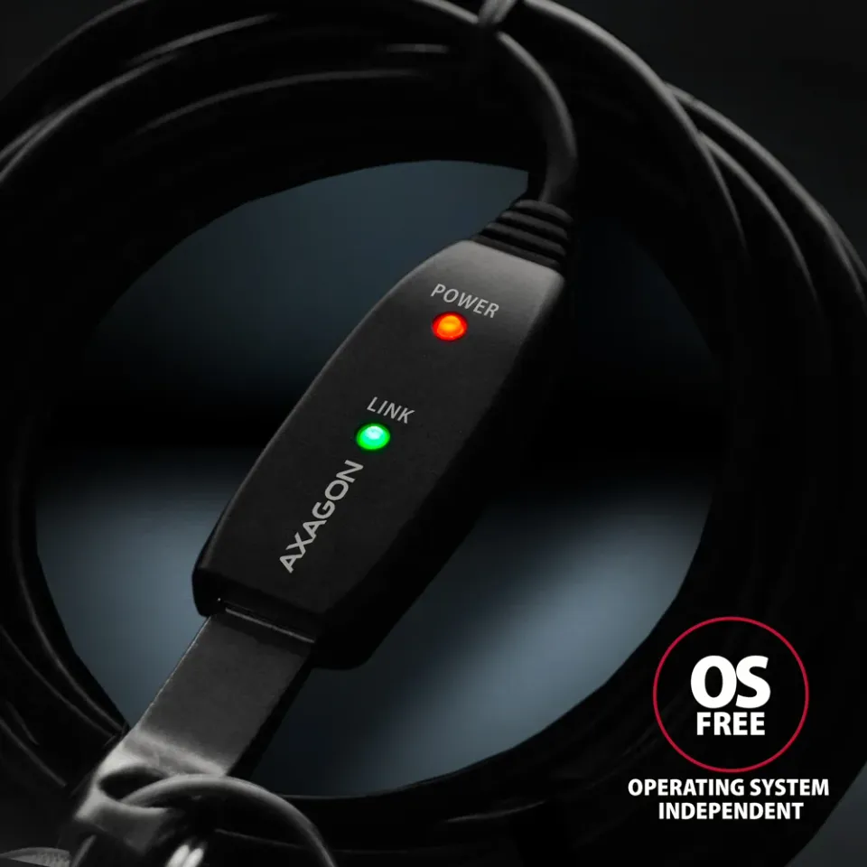 AXAGON ADR-215, USB2.0 aktivní prodlužovací / repeater kabel, 15m