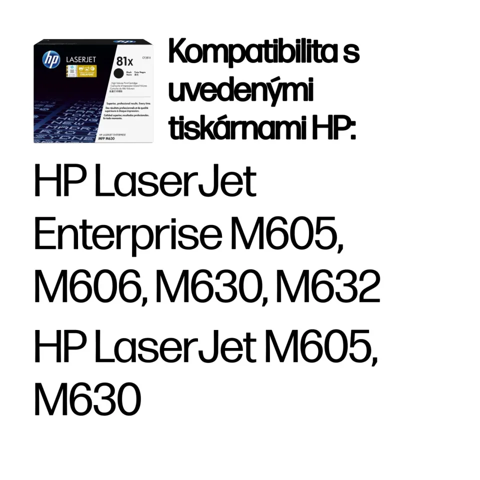 HP CF281X originální toner černý č.81X velký cca 25000str. (pro LJ M605, M606, M630, black)