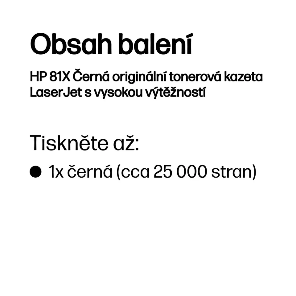 HP CF281X originální toner černý č.81X velký cca 25000str. (pro LJ M605, M606, M630, black)