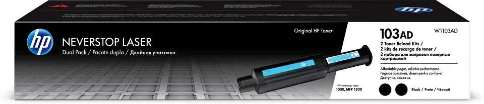 HP W1103AD = 2pack (= 2x W1103) originální toner černý č. 103AD cca 2x 2500str. (pro HP Neverstop 1000w, MFP 1200w)