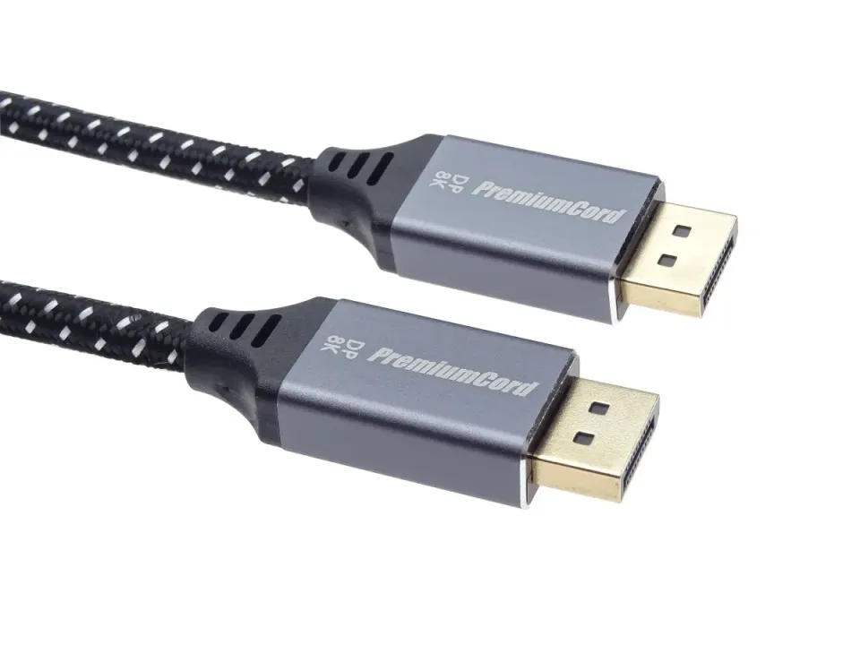 PremiumCord DisplayPort 1.4 přípojný kabel, kovové a zlacené konektory, 2m