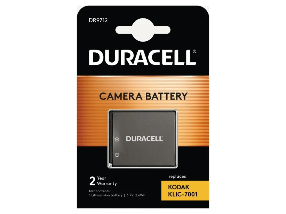 DURACELL Baterie - DR9712 pro Kodak KLIC-7001, černá, 700 mAh, 3.7V