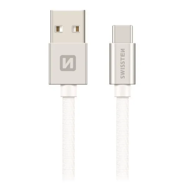 Swissten Datový Kabel Textile Usb / Usb-C 1,2 M Stříbrný