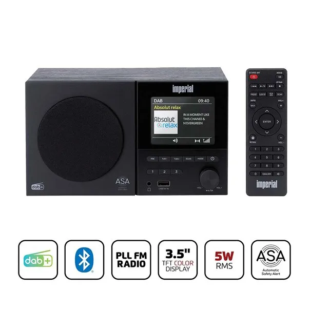 Nedis DABMAN-120BK - Imperial Rádio DAB+/FM mono s funkcí Bluetooth®, USB a ASA