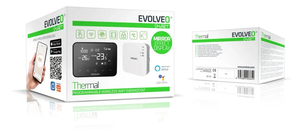 EVOLVEO Thermal, chytrý bezdrátový programovatelný termostat, wifi, BT