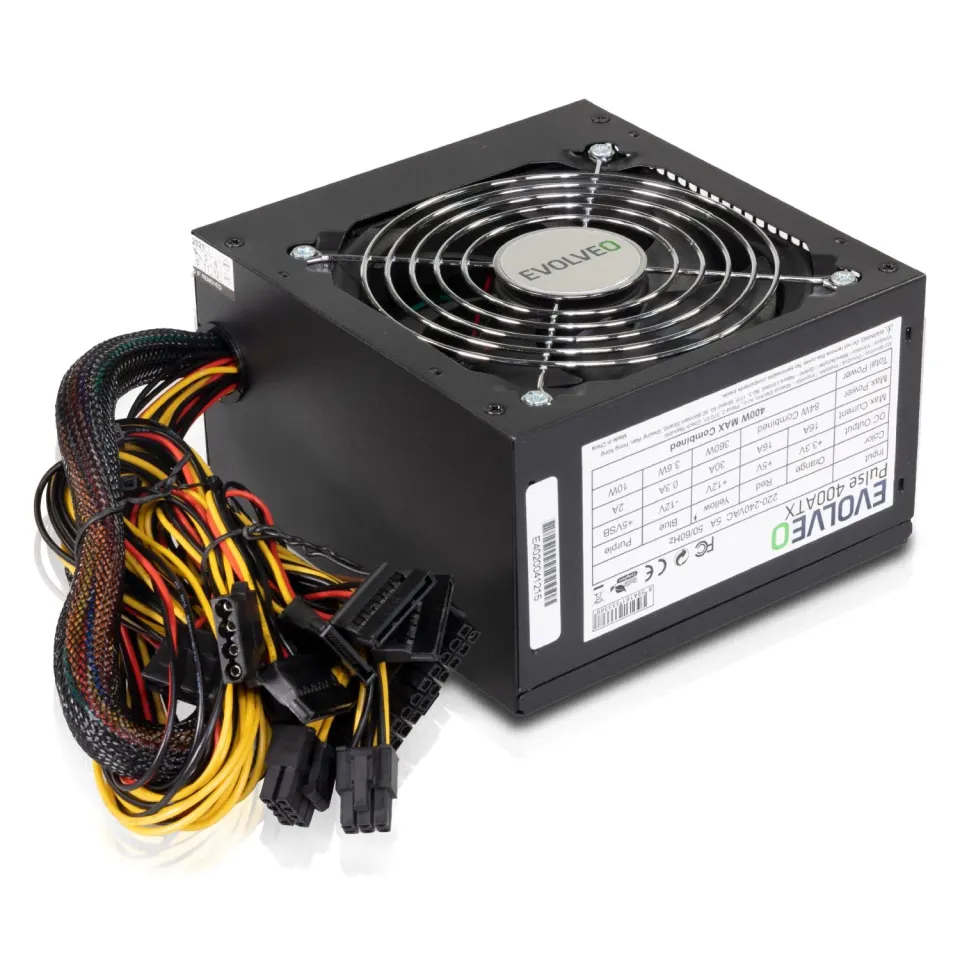 EVOLVEO Pulse 400ATX, zdroj 400W, ATX 2.2, 1× PCIe, aPFC, tichý 120mm ventilátor
