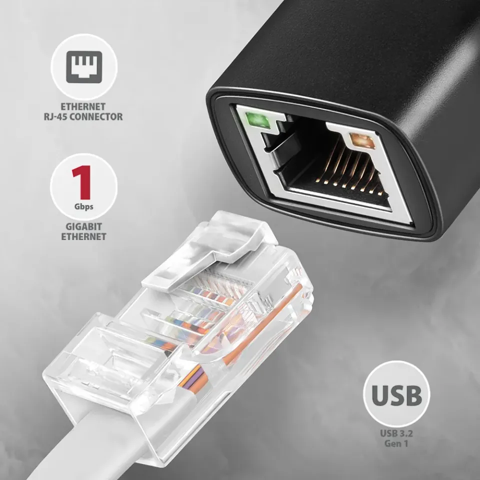 AXAGON ADE-AR, USB-A 3.2 Gen 1 - Gigabit Ethernet síťová karta, Realtek 8153, au