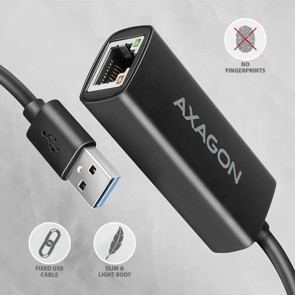 AXAGON ADE-AR, USB-A 3.2 Gen 1 - Gigabit Ethernet síťová karta, Realtek 8153, au