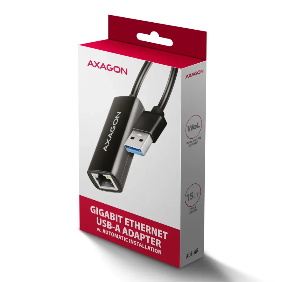 AXAGON ADE-AR, USB-A 3.2 Gen 1 - Gigabit Ethernet síťová karta, Realtek 8153, au