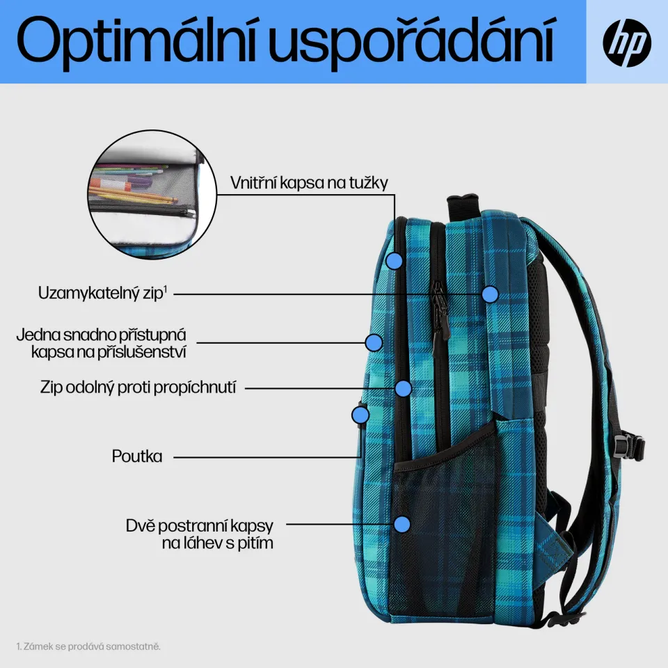 HP Campus XL Tartan plaid Backpack - Batoh
