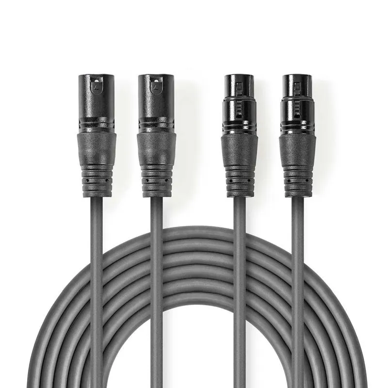 Nedis COTH15030GY15 - Vyvážený XLR Audiokabel | 2x XLR 3pinová Zástrčka – 2x XLR