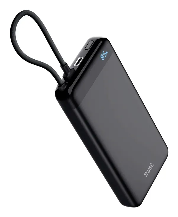 TRUST Powerbanka Fiera, 20000 mAh, S kabelem, 2x USB-C, černá