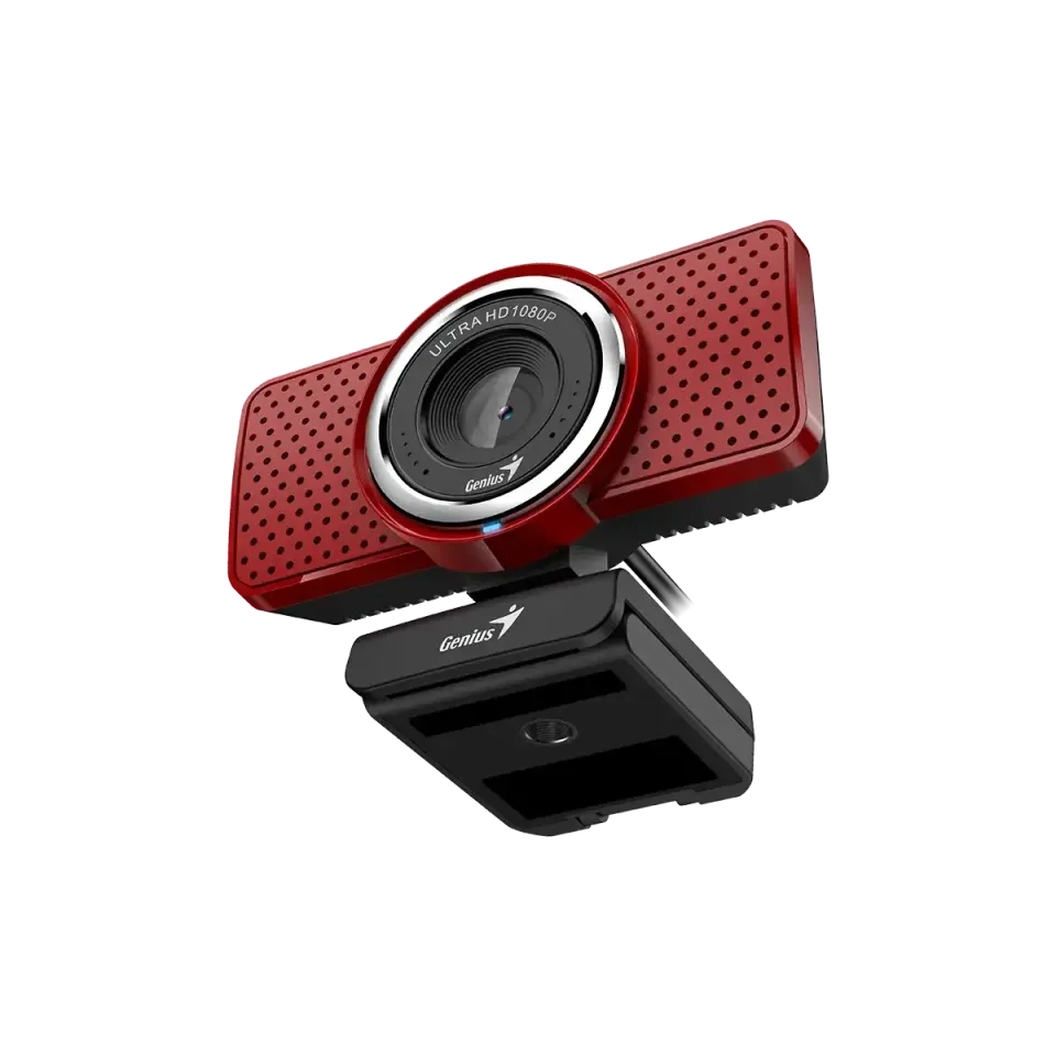 Genius ECam 8000, Webkamera, Full HD 1080p, mikrofon, USB-C, USB-A, červená