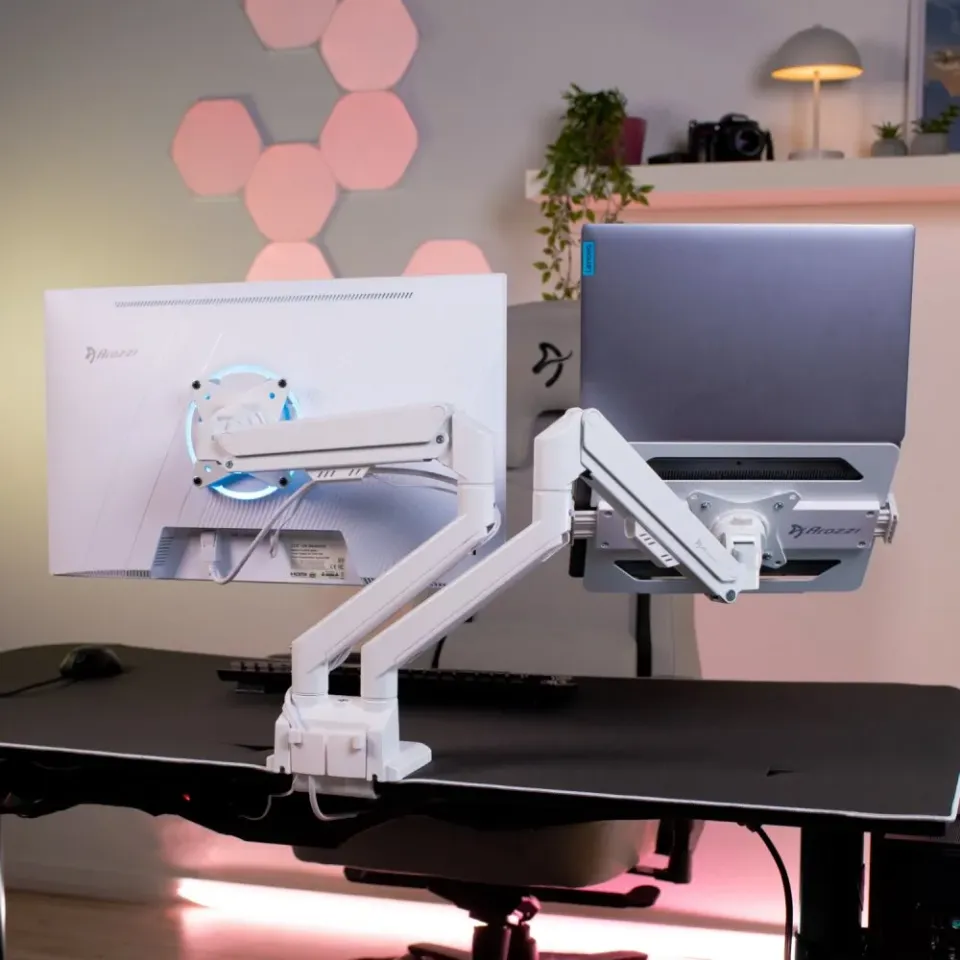 AROZZI ALZARE Laptop Holder White/ držák notebooku pro stolní držák pro monitory/ kovový/ bílý
