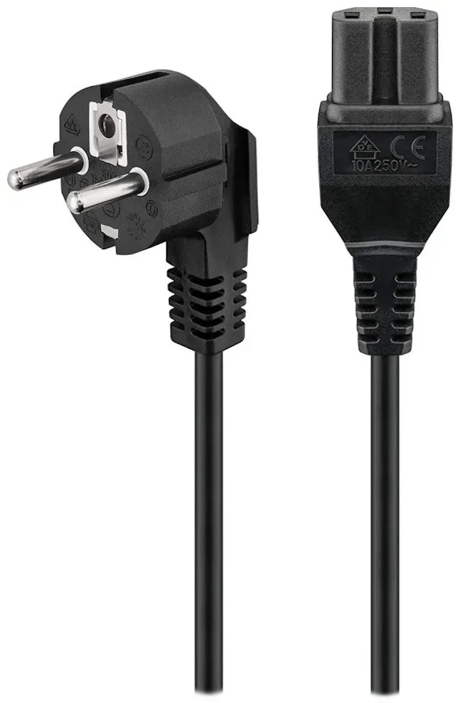 PremiumCord napájecí kabel 240V, délka 2m CEE7 /IEC C15 konektor s drážkou