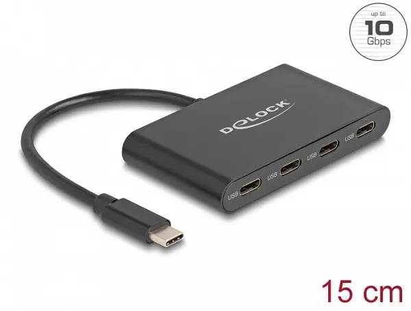 Delock Rozbočovač USB 3.2 Gen 2 USB Type-C se 4 porty USB Type-C samice – 10 Gbp