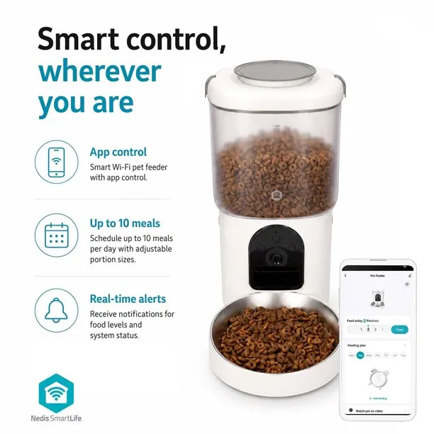 Nedis WIFIPET21CWT - SmartLife Dávkovač krmiv pro domácí zvířata | Wi-Fi | 4.5 l