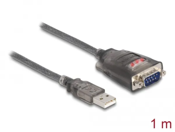 Delock adaptér USB 2.0 Typu-A na 1 x 9 pin zástrčkový konektor RS-232 D-Sub s ma