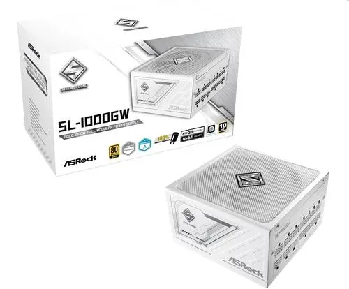 ASROCK zdroj 1000W Steel Legend SL-1000GW White 80Plus GOLD, ATX3.1, PCIe5.1, ventilátor 120mm, bílý
